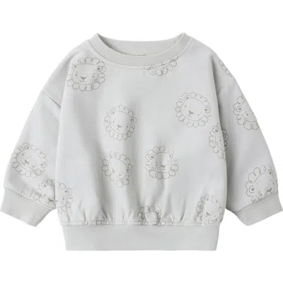 Quincy Mae Babies'  Lions Relaxed Fit Stretch Organic Cotton Sweatshirt In Gray