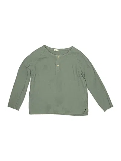 Pre-owned Quincy Mae Kids' Long Sleeve Henley Shirt In Green
