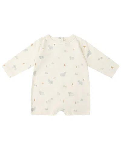 Quincy Mae Kids' Long Sleeve Romper In Orange