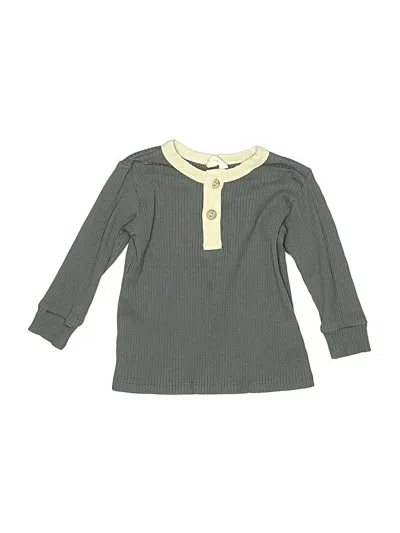 Pre-owned Quincy Mae Babies' Long Sleeve Top Gray Collared Neckline Tops