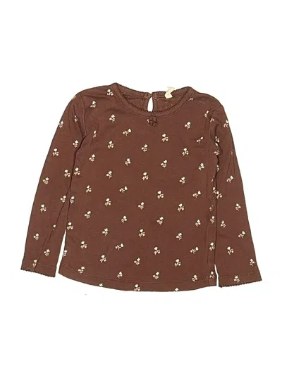 Pre-owned Quincy Mae Kids' Long Sleeve T-shirt In Brown