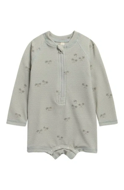 Quincy Mae Babies'  Long Sleeve Upf 50+ One-piece Rashguard Swimsuit In Green