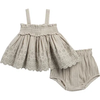 Quincy Mae Babies'  Mae Embroidered Smocked Top & Bloomers Set In Neutral