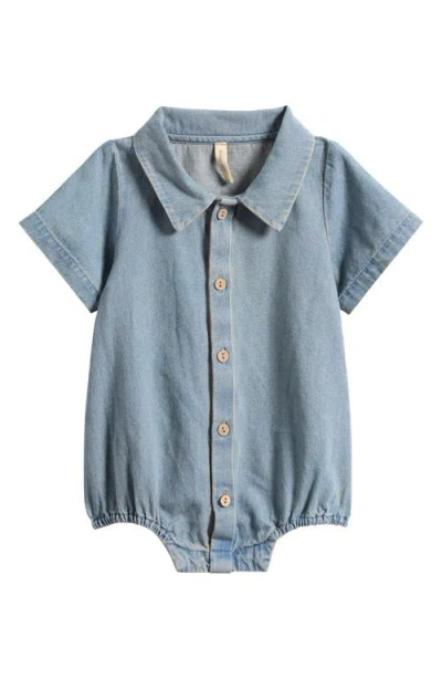 Quincy Mae Babies'  Matteo Cotton Chambray Romper In Blue