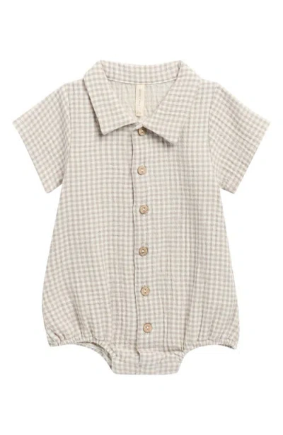 Quincy Mae Babies'  Matteo Gingham Cotton Romper In Neutral