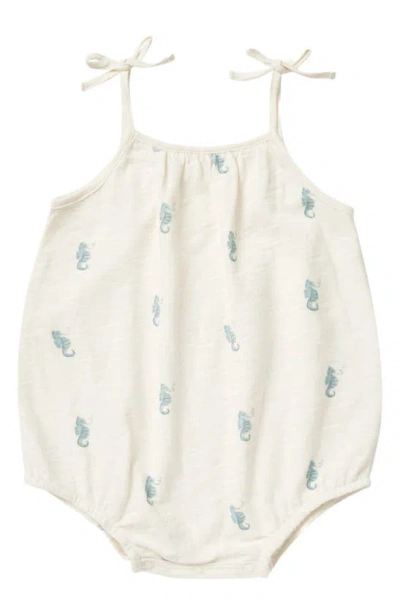 Quincy Mae Babies' Nala Seahorse Print Cotton Bubble Romper In Ivory-seahorse