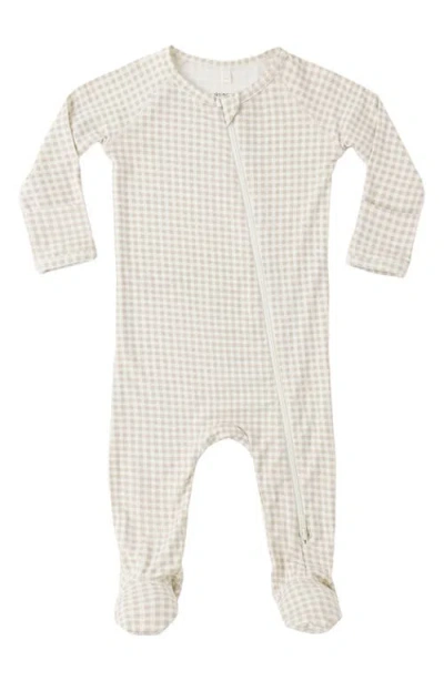 Quincy Mae Babies'  Oat Gingham Zip Footie In Neutral
