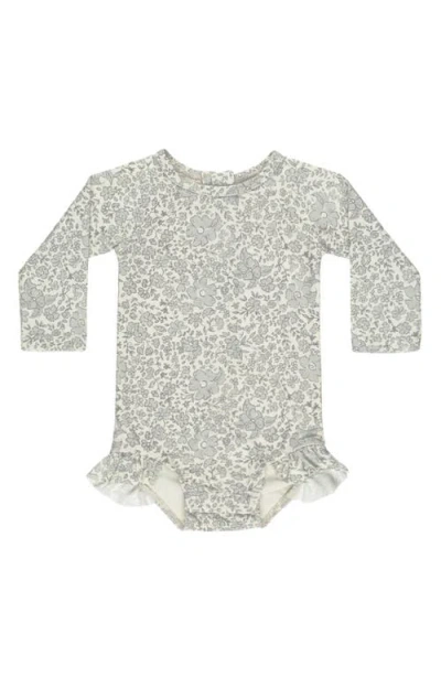 Quincy Mae Babies'  Olivia One-piece Rashguard Swimsuit In Ivory