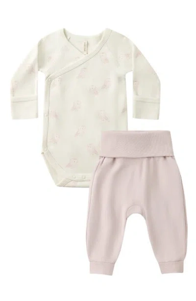 Quincy Mae Babies'  Organic Cotton Bodysuit & Pants In Purple