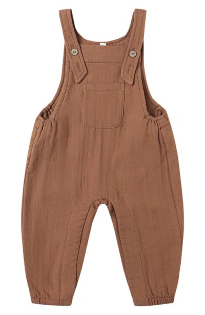 Quincy Mae Babies'  Organic Cotton Jersey Overalls In Brown