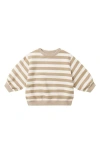 Quincy Mae Oversize Stripe Cotton Sweatshirt In Neutral