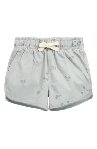 Quincy Mae Babies'  Palm Upf 50+ Swim Trunks In Gray