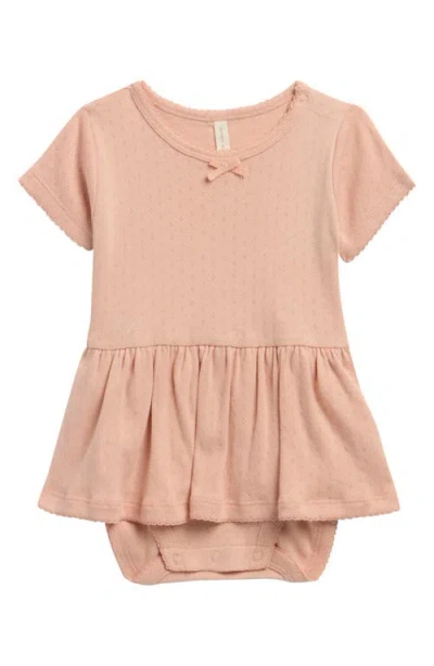 Quincy Mae Babies'  Peplum Organic Cotton Pointelle Bodysuit In Brown