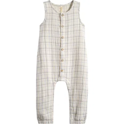 Quincy Mae Babies'  Plaid Cotton Romper In Neutral