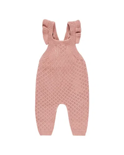 Quincy Mae Kids' Pointelle Knit Overall In Pink