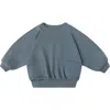 Quincy Mae Pointelle Organic Cotton Pocket Sweatshirt In Blue