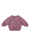Quincy Mae Pointelle Organic Cotton Pocket Sweatshirt In Purple