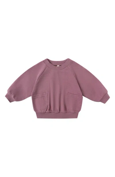 Quincy Mae Babies'  Pointelle Organic Cotton Pocket Sweatshirt In Purple