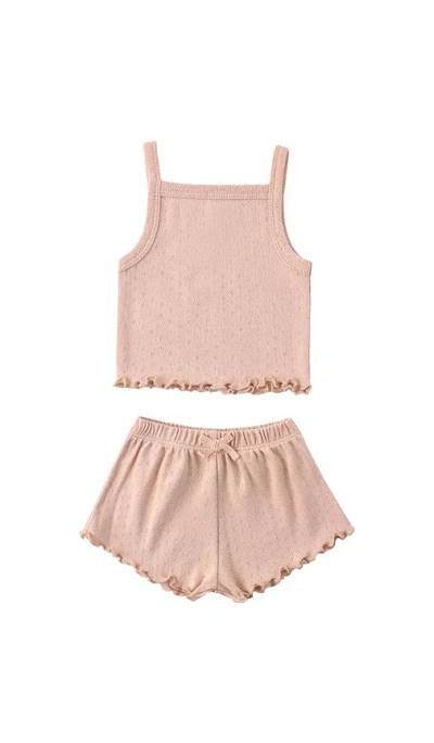 Quincy Mae Pointelle Tank & Shortie Set In Pink