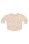 Quincy Mae Print Long Sleeve Organic Cotton T-shirt In Nude