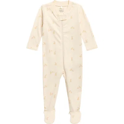 Quincy Mae Babies'  Print Organic Cotton Zip Footie In Pink