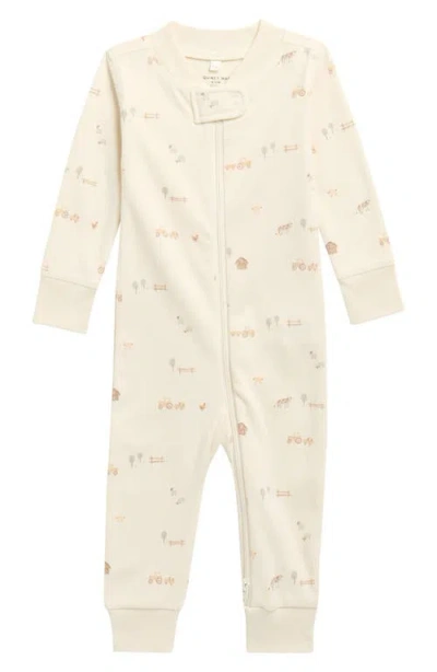 Quincy Mae Babies'  Print Zip Organic Cotton Romper In Neutral