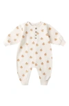 Quincy Mae Pumpkin Print Fleece Romper In White