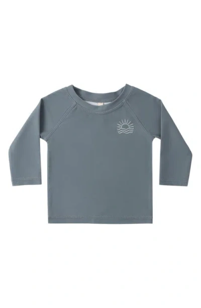 Quincy Mae Babies'  Raglan Sleeve Upf 50+ Rashguard In Blue
