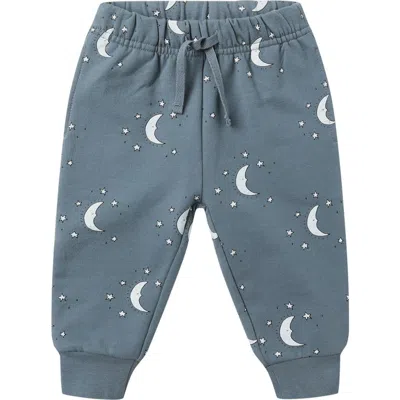 Quincy Mae Babies'  Relaxed Stretch Organic Cotton Fleece Sweatpants In Blue