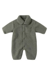 Quincy Mae Reversible Fleece Romper In Gray