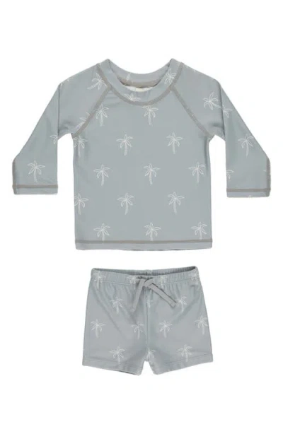 Quincy Mae Babies'  Rinn Long Sleeve Two-piece Rashguard Swimsuit In Blue