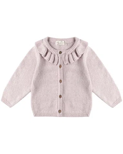 Quincy Mae Kids' Ruffle Collar Cardigan In Neutral