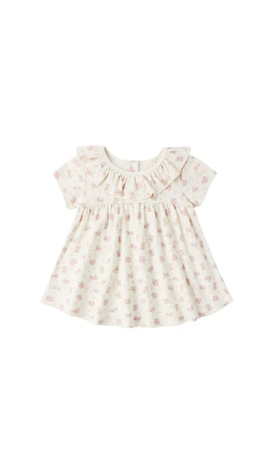 Quincy Mae Ruffle Collar Jersey Dress In Neutral