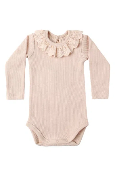 Quincy Mae Babies'  Ruffle Collar Long Sleeve Waffle Bodysuit In Brown