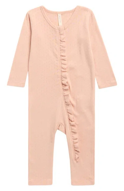 Quincy Mae Babies'  Ruffle Cotton Pointelle Romper In Pink
