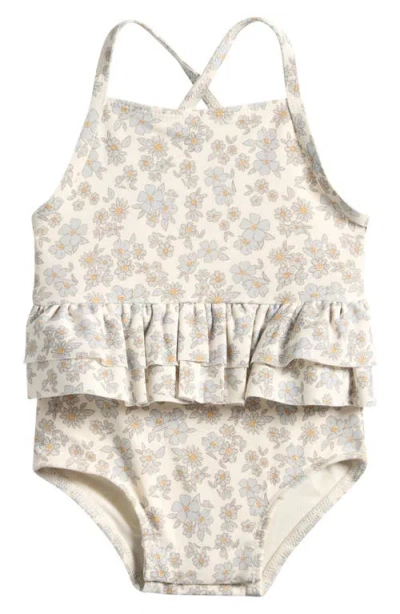 Quincy Mae Babies'  Ruffle One-piece Swimsuit In Brown