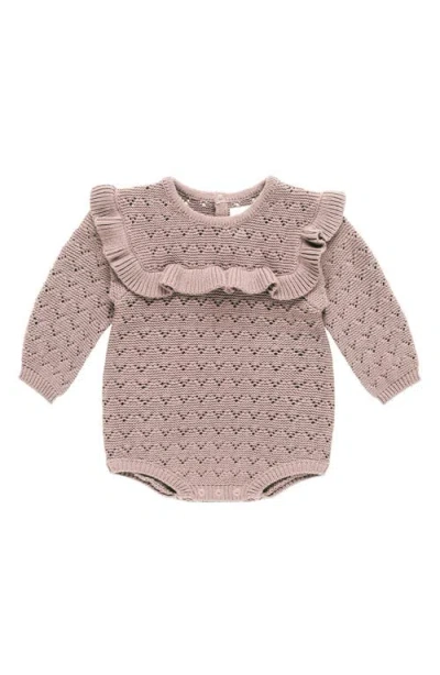 Quincy Mae Babies'  Ruffle Organic Cotton Pointelle Romper In Mauve