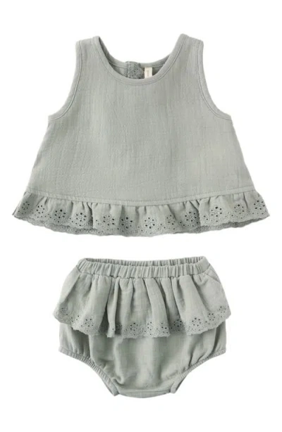 Quincy Mae Babies'  Ruffle Tulip Tank & Bloomers Set In Green