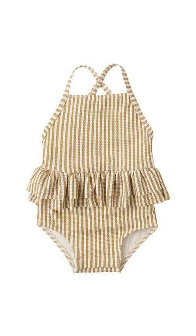 Quincy Mae Ruffled One Piece Swimsuit In Neutral