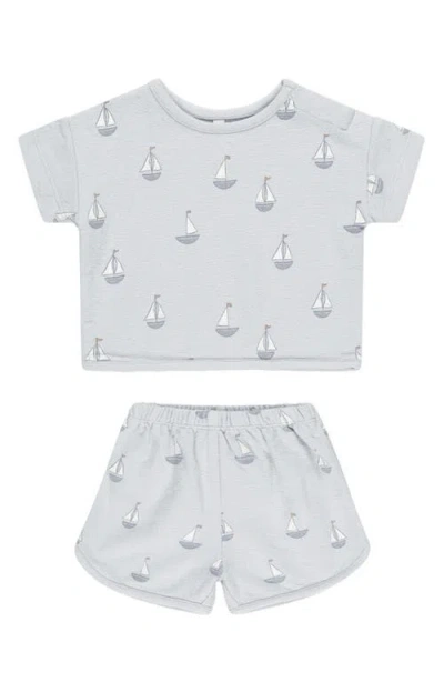 Quincy Mae Babies'  Sailboats T-shirt & Shorts Set In Sky
