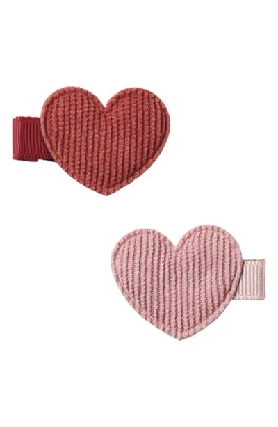 Quincy Mae Set Of 2 Heart Hair Clips In Multi
