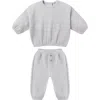 Quincy Mae Smock Cotton Blend Top & Jogger Set In Gray