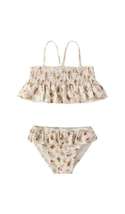 Quincy Mae Smocked Ruffle Bikini In Yellow