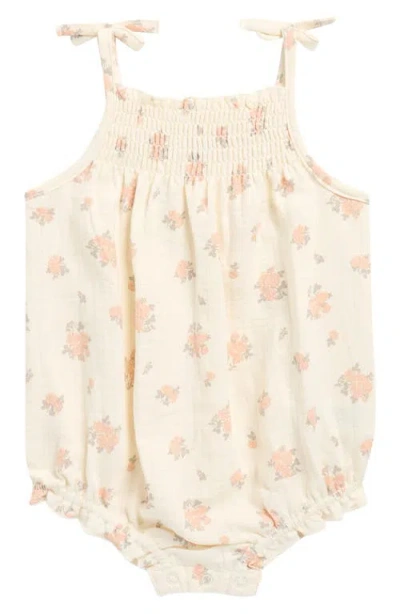 Quincy Mae Babies'  Smocked Yoke Organic Cotton Romper In Multi