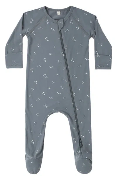 Quincy Mae Babies'  Starlight Print Zip Footie In Gray