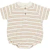 Quincy Mae Stripe Cotton Terry Henley Bubble Romper