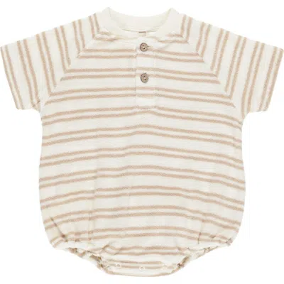 Quincy Mae Babies'  Stripe Cotton Terry Henley Bubble Romper