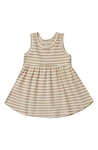 Quincy Mae Babies' Stripe Dress & Bloomers Set In Latte-stripe