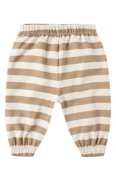 Quincy Mae Babies'  Stripe Joggers In Brown