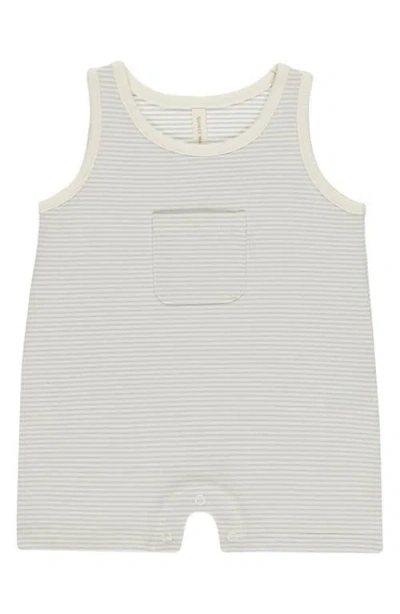 Quincy Mae Babies'  Stripe Organic Cotton Tank Romper In Sky